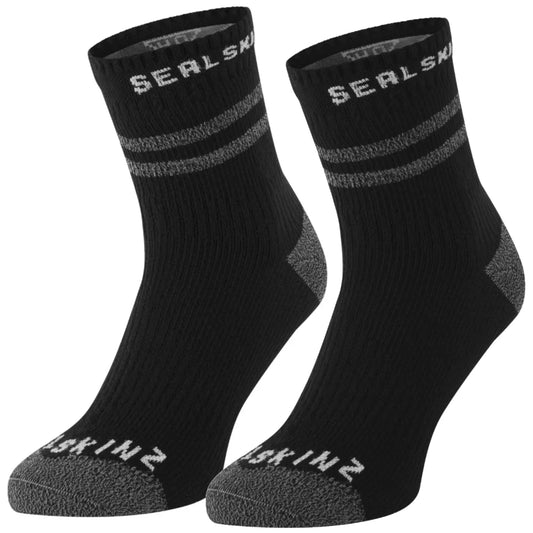 Sealskinz Mautby Waterproof Warm Weather Ankle Length Sock with Hydrostop (Black) - Small