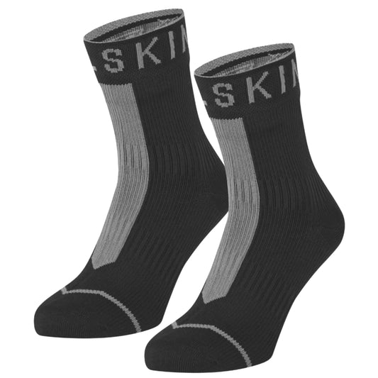 Sealskinz Waterproof All Weather Ankle Length Sock with Hydrostop - Black / Grey - X-Large