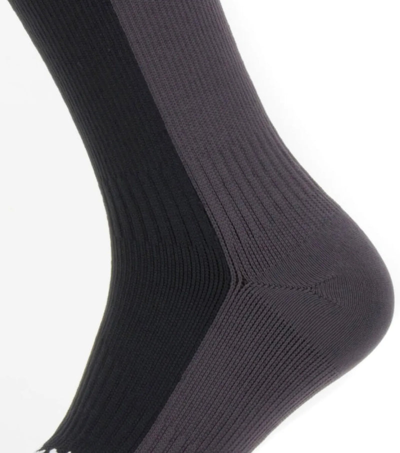 Sealskinz Waterproof Cold Weather Knee Length Socks - Black / Grey - Small
