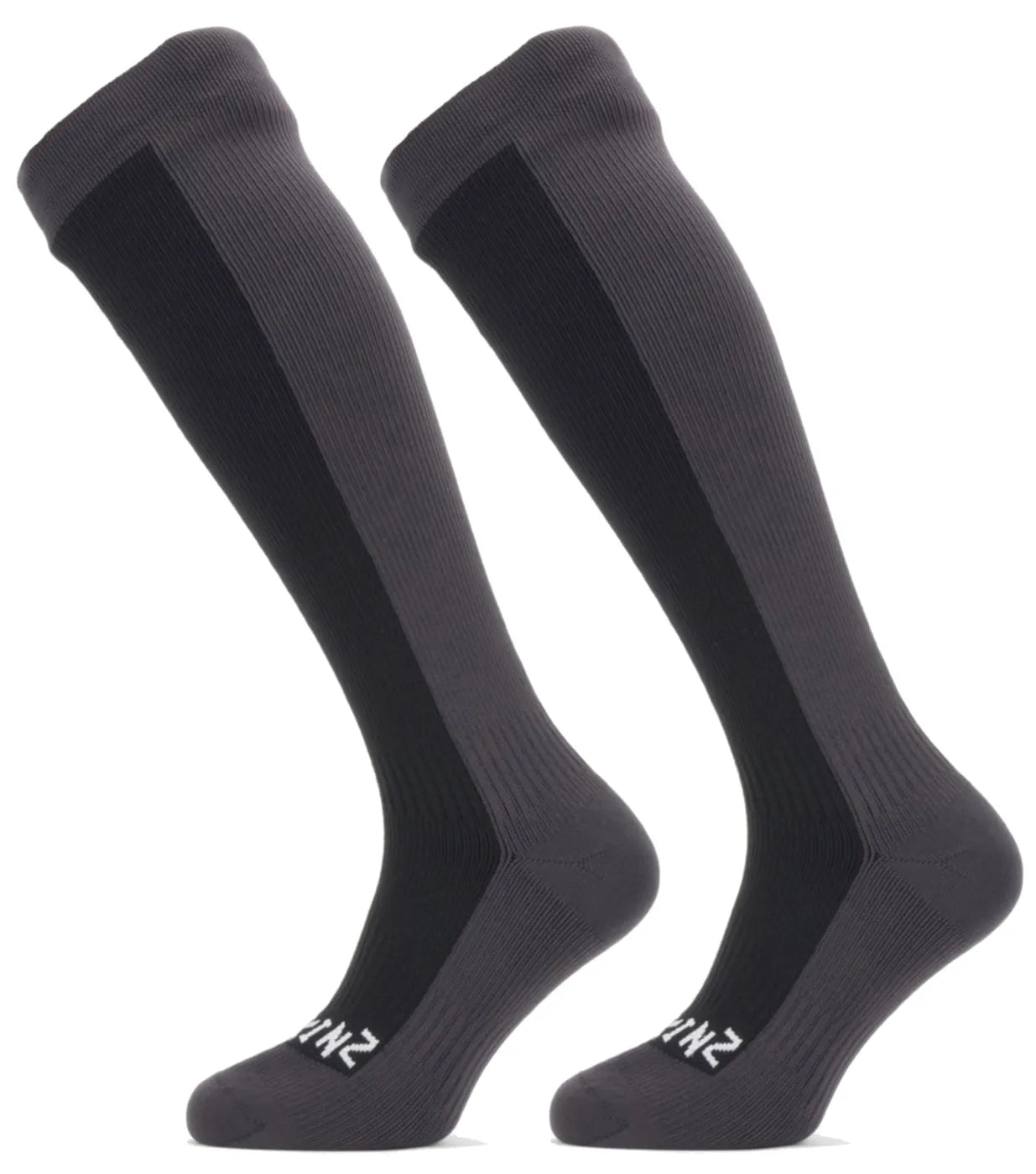 Sealskinz Waterproof Cold Weather Knee Length Socks - Black / Grey - Small