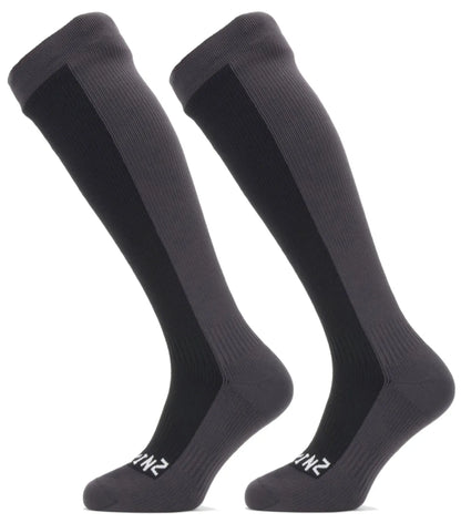 Sealskinz Waterproof Cold Weather Knee Length Socks - Black / Grey - Small