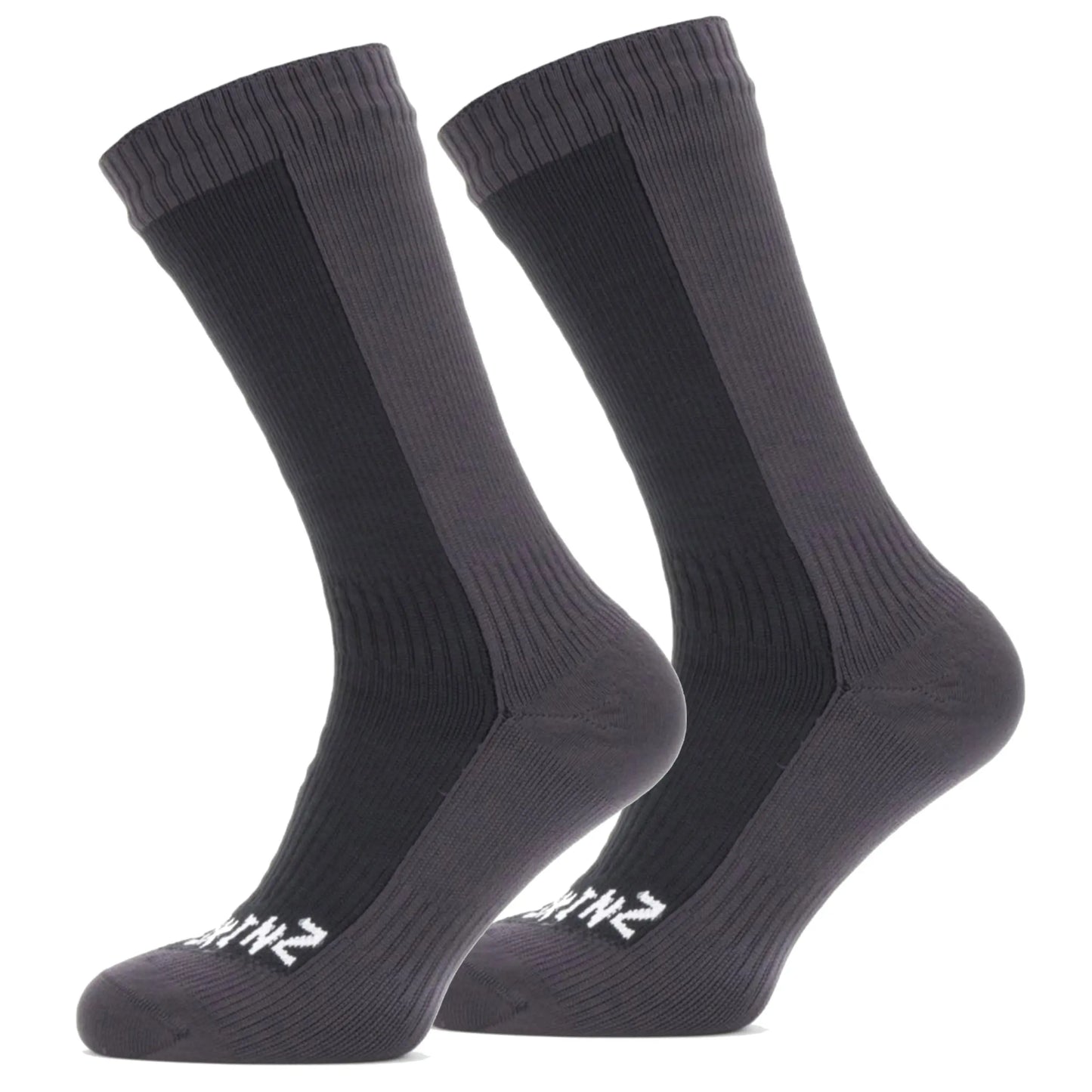 Sealskinz Waterproof Cold Weather Mid Length Socks - Black / Grey - X-Large