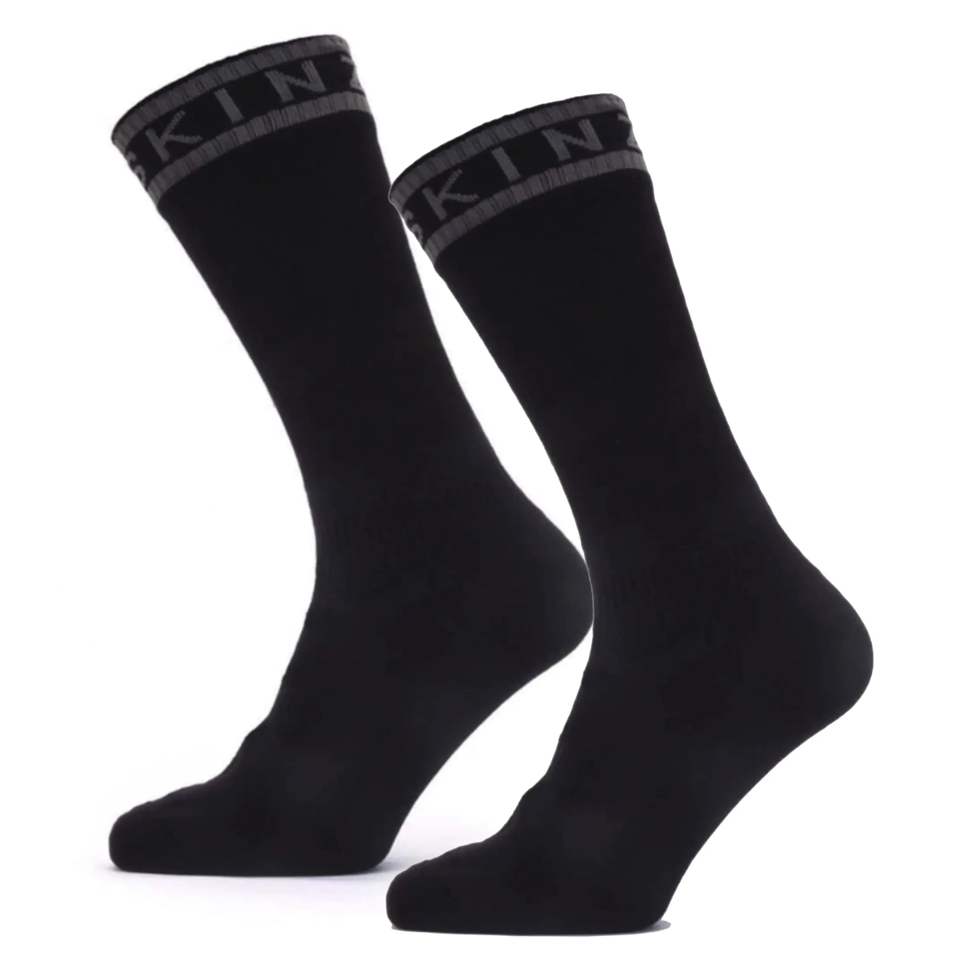 Sealskinz Waterproof Warm Weather Mid Length Sock with Hydrostop - Black / Grey - Small