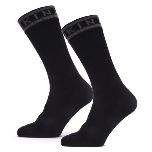 Sealskinz Waterproof Warm Weather Mid Length Sock with Hydrostop - Black / Grey - Medium