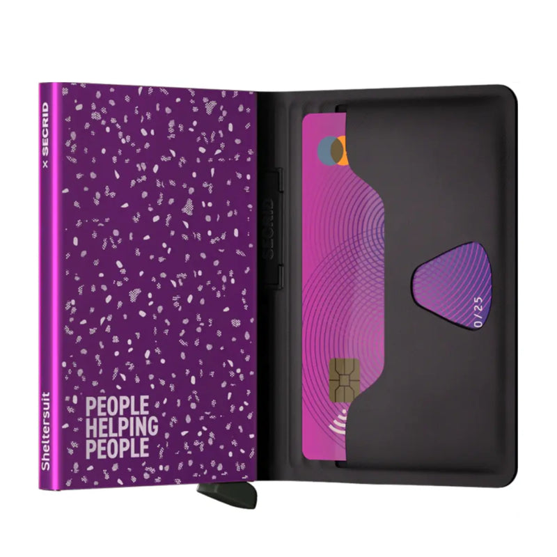 Card slide holds 4 embossed or 6 flat cards