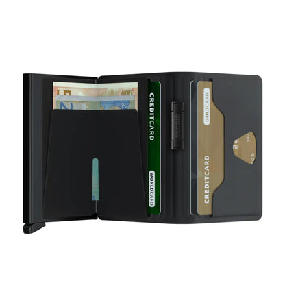 Holds 4 extra cards, banknotes and business cards