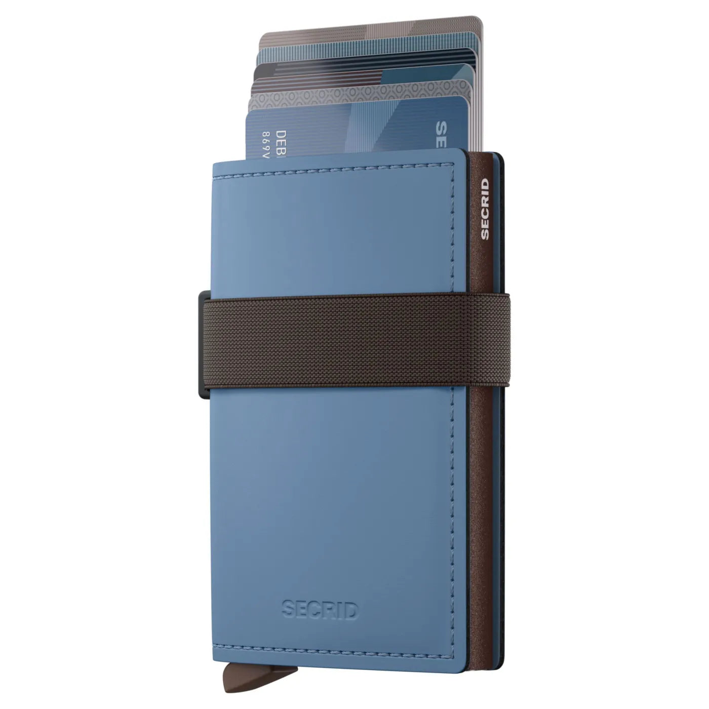 Secrid Bandwallet Compact RFID Wallet - Matte Steel Blue / Brown
