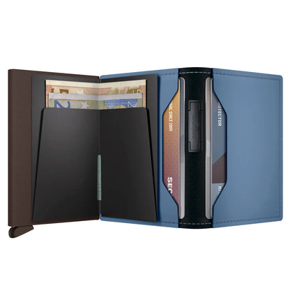 Secrid Bandwallet Compact RFID Wallet - Matte Steel Blue / Brown