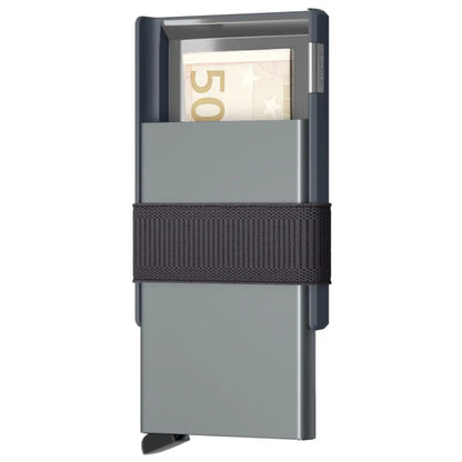 Holds 2 extra cards, banknotes, business cards, receipts, small items (coins, key)