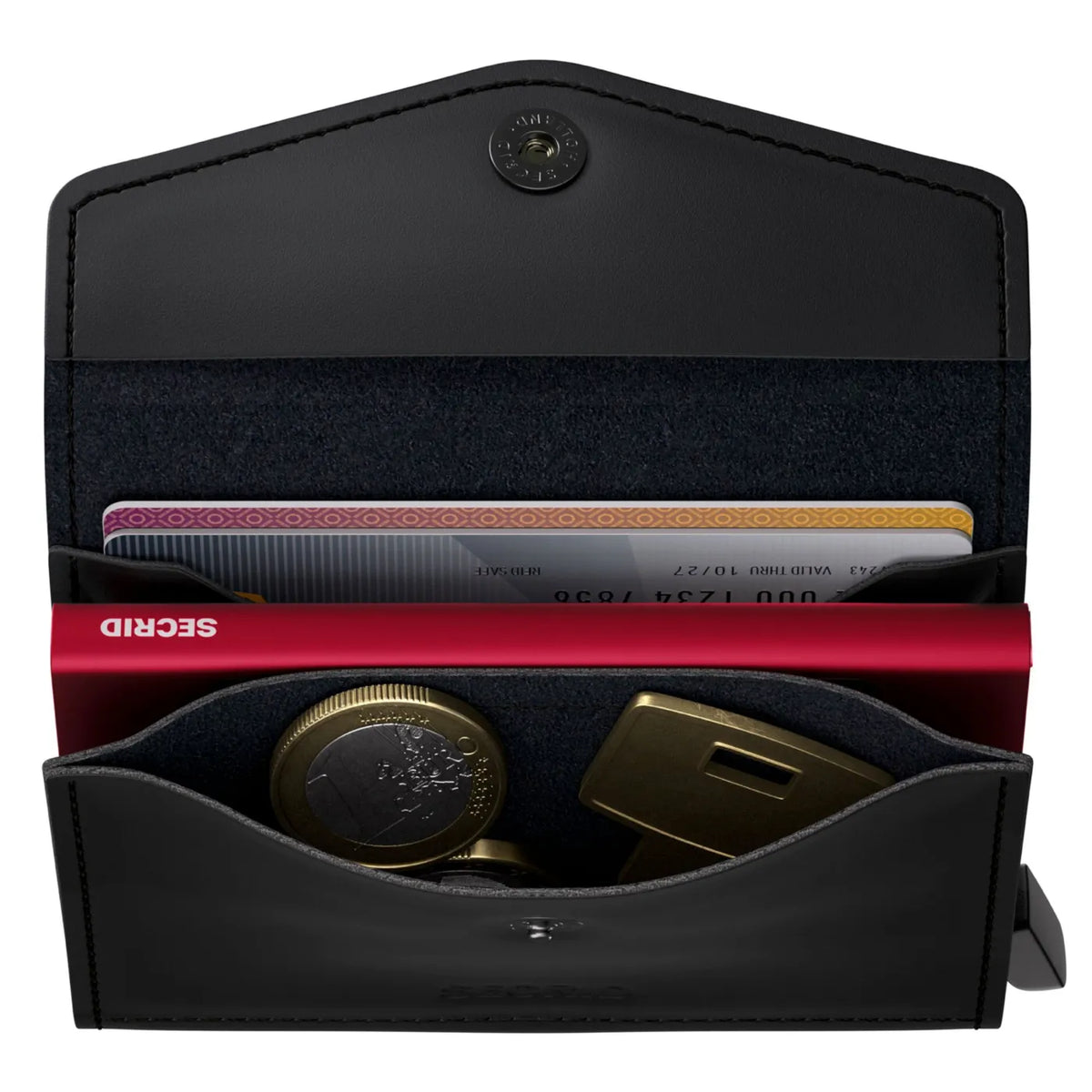 Secrid Envelope Wallet Compact RFID Card Wallet - Matte Black / Red