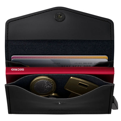 Secrid Envelope Wallet Compact RFID Card Wallet - Matte Black / Red
