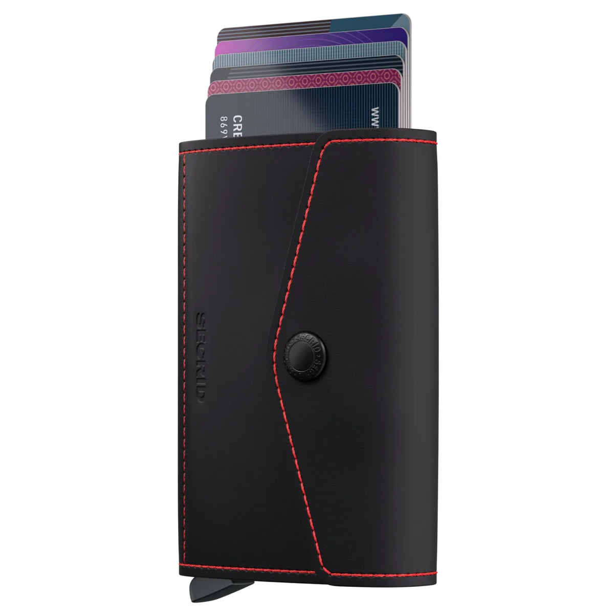 Secrid Envelope Wallet Compact RFID Card Wallet - Matte Black / Red