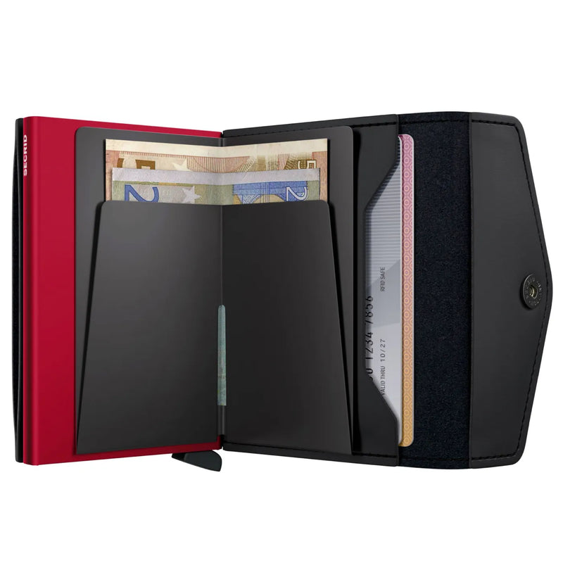 Secrid Envelope Wallet Compact RFID Card Wallet - Matte Black / Red