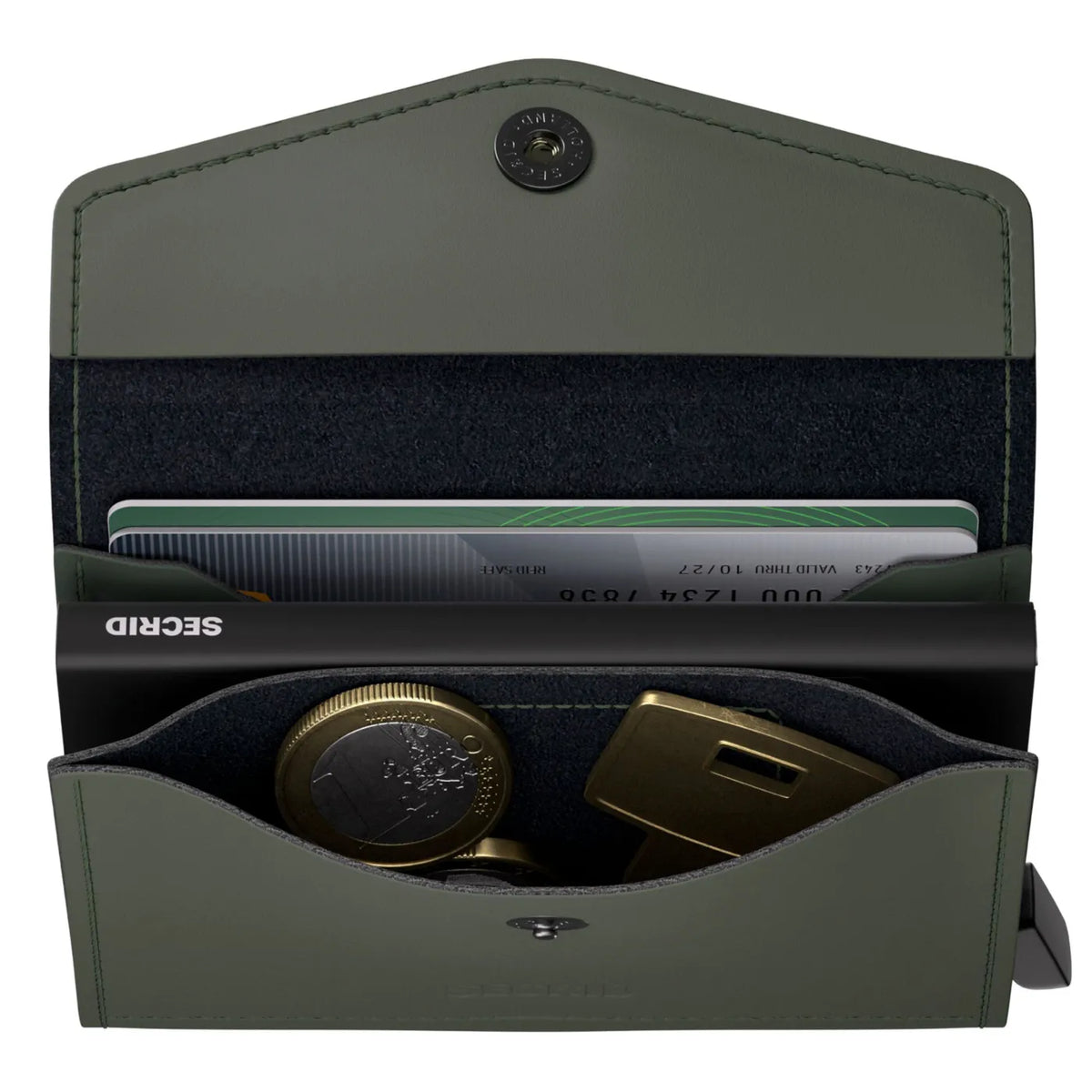 Secrid Envelope Wallet Compact RFID Card Wallet - Matte Green / Black
