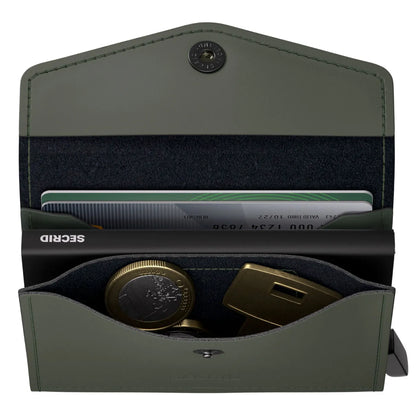Secrid Envelope Wallet Compact RFID Card Wallet - Matte Green / Black