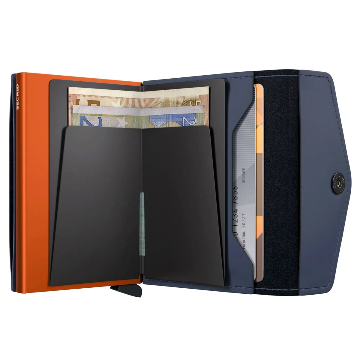 Secrid Envelope Wallet Compact RFID Card Wallet - Matte Nightblue / Orange