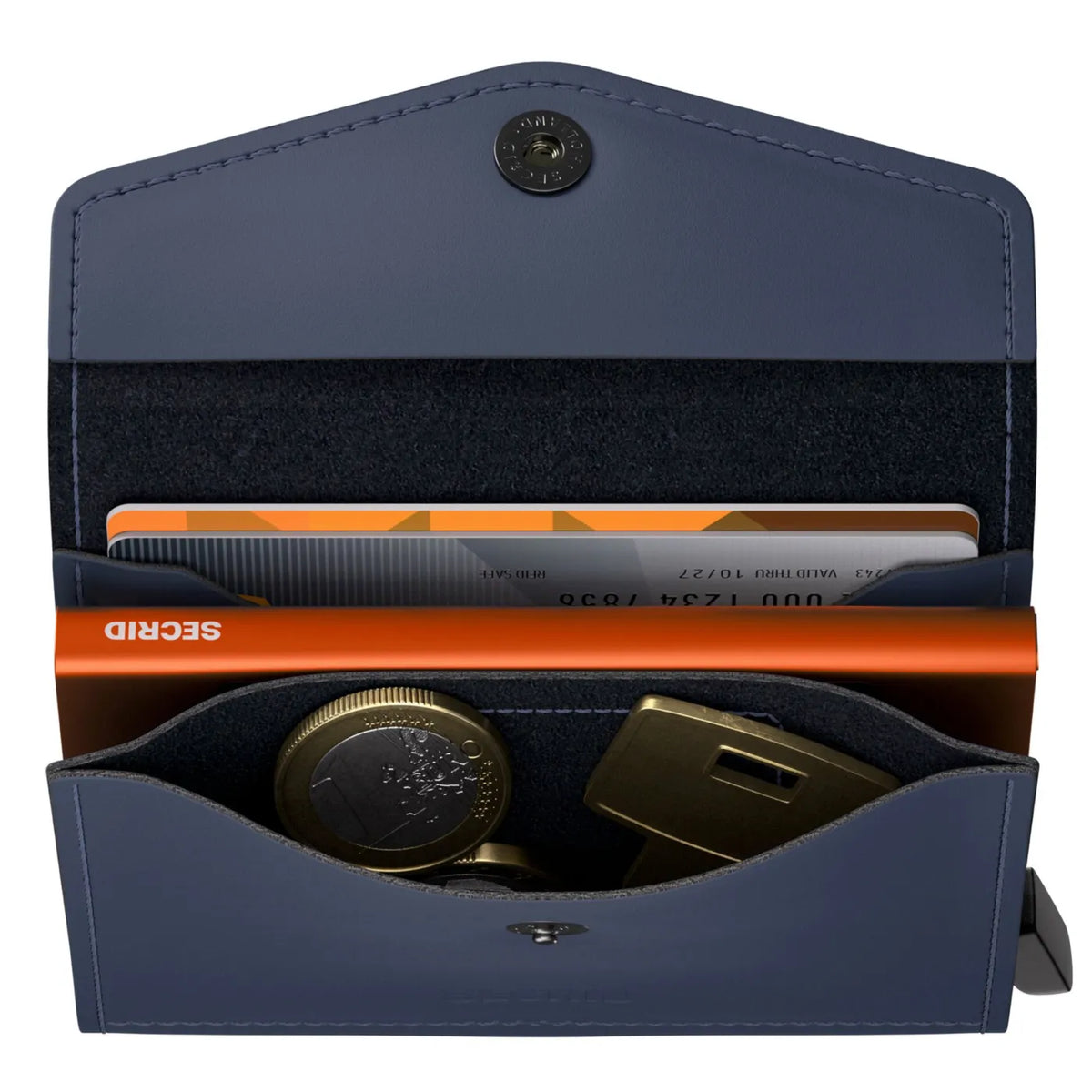 Secrid Envelope Wallet Compact RFID Card Wallet - Matte Nightblue / Orange