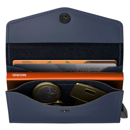 Secrid Envelope Wallet Compact RFID Card Wallet - Matte Nightblue / Orange