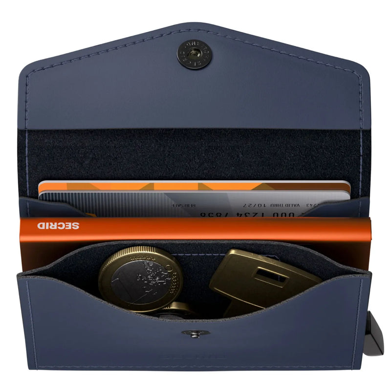 Secrid Envelope Wallet Compact RFID Card Wallet - Matte Nightblue / Orange