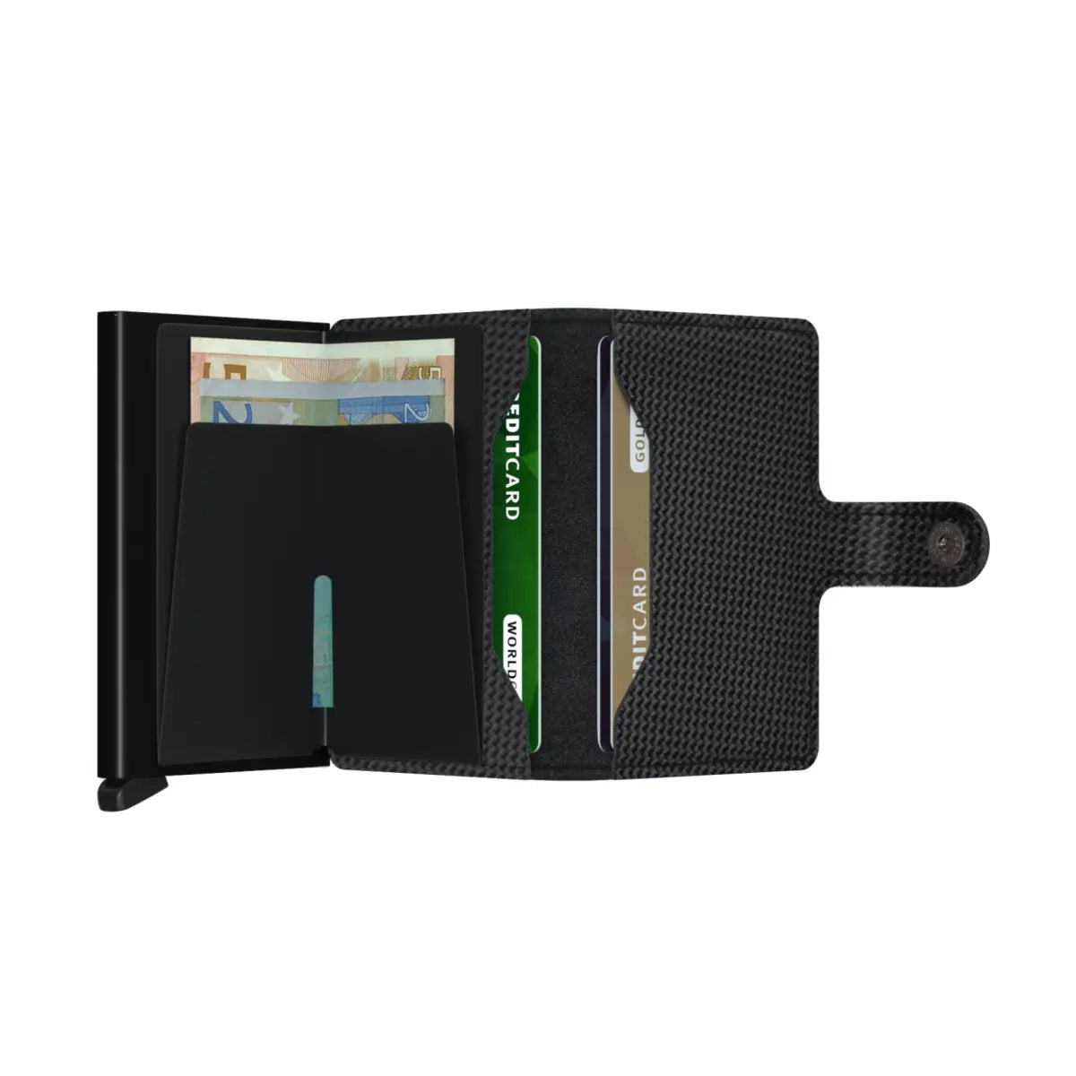 Includes two interior pockets for holding cards, notes, receipts, business cards and some coins