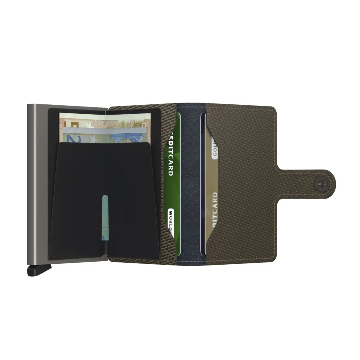 Includes two interior pockets for holding cards, notes, receipts, business cards and some coins