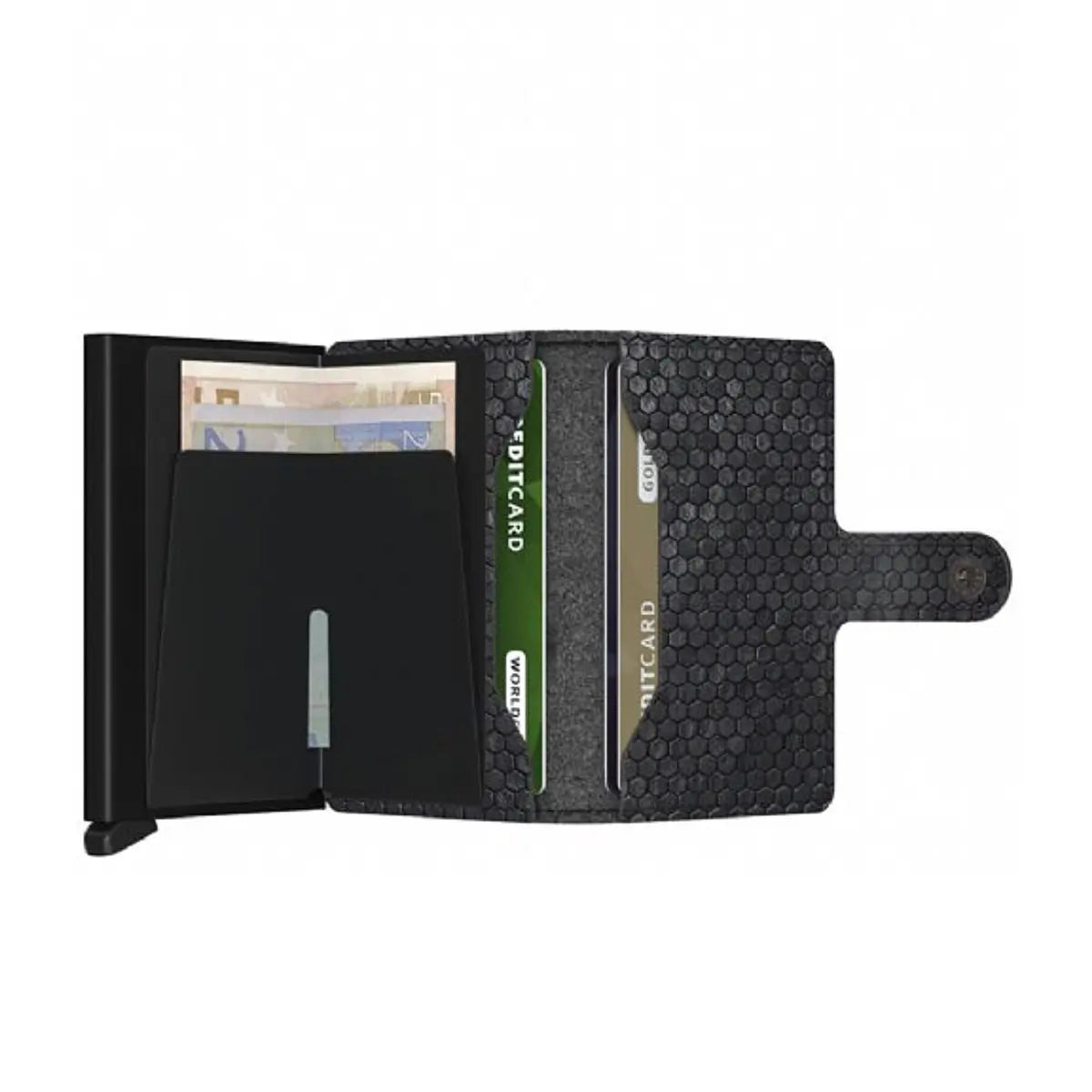 Includes two interior pockets for holding cards, notes, receipts, business cards and some coins