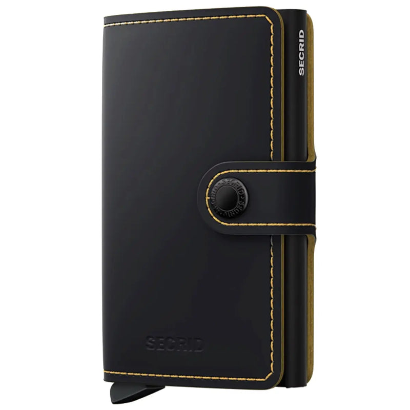 Secrid Miniwallet Compact Wallet - Matte Black and Ochre