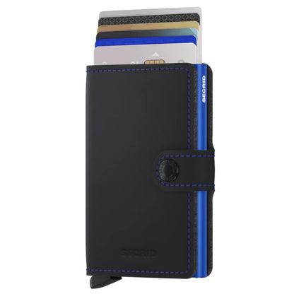 Secrid Miniwallet Compact RFID Wallet - Matte Black / Blue