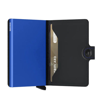 Secrid Miniwallet Compact RFID Wallet - Matte Black / Blue