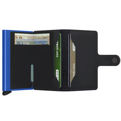 Secrid Miniwallet Compact RFID Wallet - Matte Black / Blue