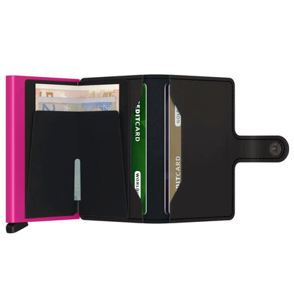 Secrid Miniwallet Compact RFID Wallet - Matte Black / Fuchsia