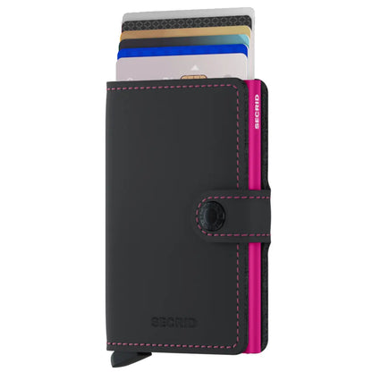 Secrid Miniwallet Compact RFID Wallet - Matte Black / Fuchsia