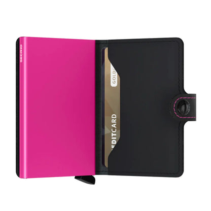 Secrid Miniwallet Compact RFID Wallet - Matte Black / Fuchsia
