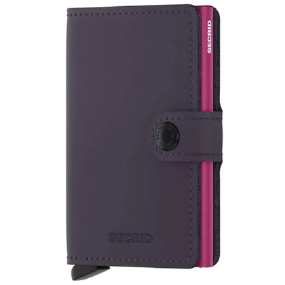 Secrid Miniwallet Compact RFID Wallet - Matte Dark Purple / Fuchsia