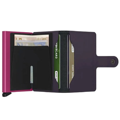 Secrid Miniwallet Compact RFID Wallet - Matte Dark Purple / Fuchsia