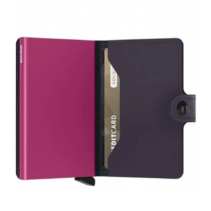 Secrid Miniwallet Compact RFID Wallet - Matte Dark Purple / Fuchsia