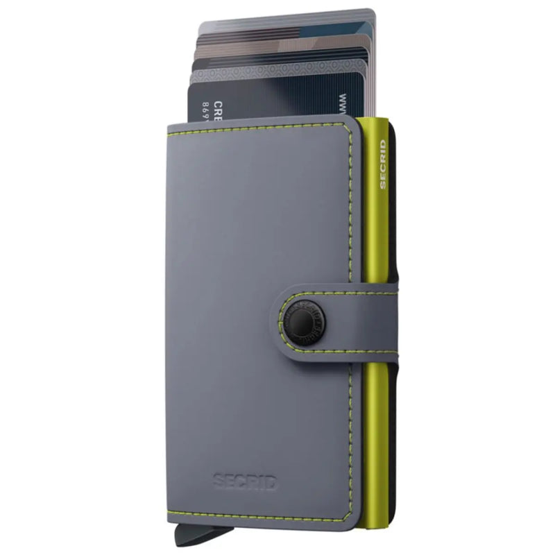 Secrid Miniwallet Compact RFID Wallet - Matte Grey / Lime