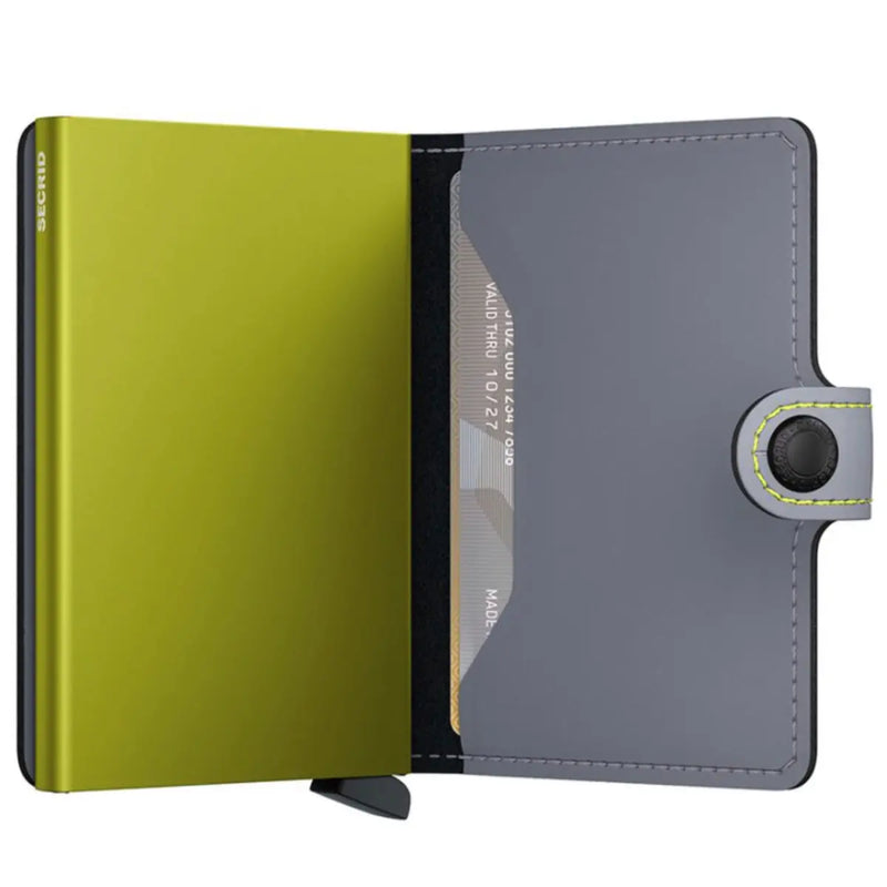 Secrid Miniwallet Compact RFID Wallet - Matte Grey / Lime