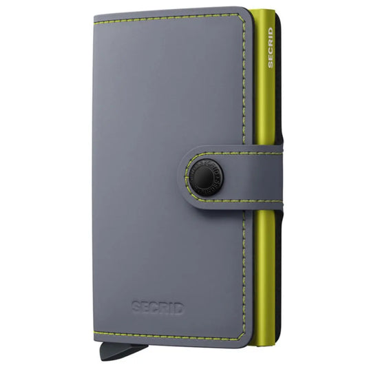 Secrid Miniwallet Compact RFID Wallet - Matte Grey / Lime