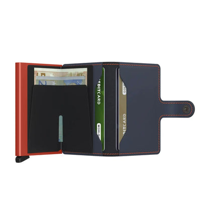 Secrid Miniwallet Compact RFID Wallet - Matte Night Blue / Orange