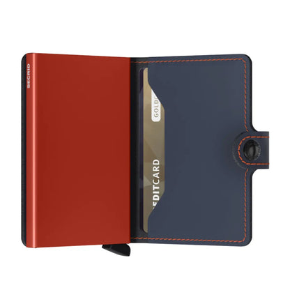 Secrid Miniwallet Compact RFID Wallet - Matte Night Blue / Orange
