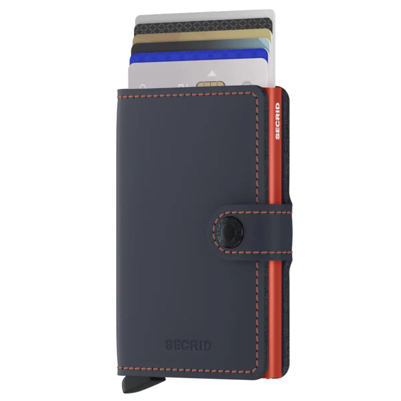 Secrid Miniwallet Compact RFID Wallet - Matte Night Blue / Orange