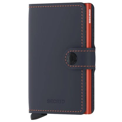 Secrid Miniwallet Compact RFID Wallet - Matte Night Blue / Orange