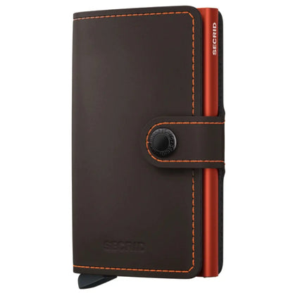 Secrid Miniwallet Compact Wallet - Matte Truffle and Orange