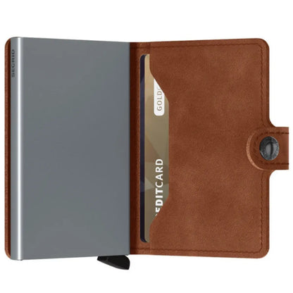 Secrid Miniwallet Compact RFID Wallet - Vintage Cognac/Silver