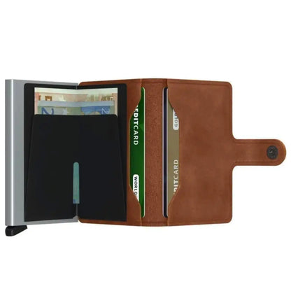 Secrid Miniwallet Compact RFID Wallet - Vintage Cognac/Silver