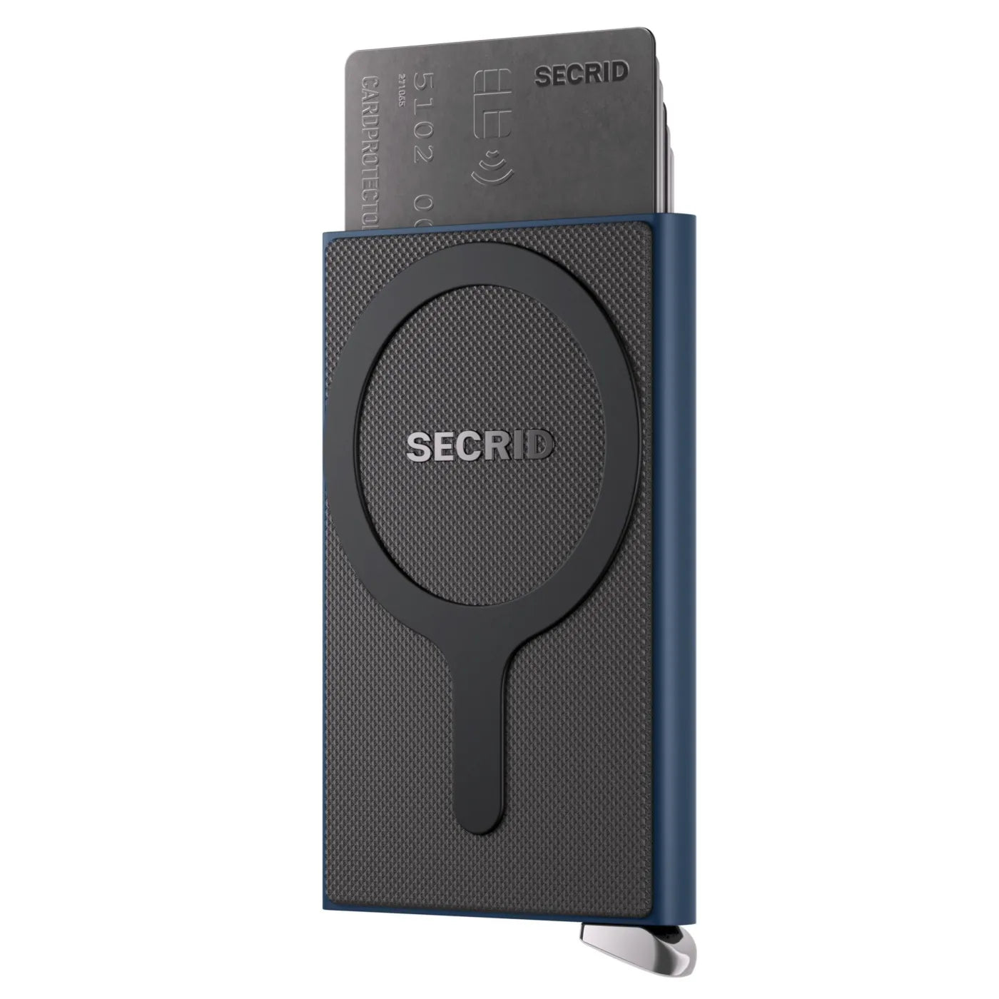 Secrid Premium Cardprotector + for Magsafe - Compact RFID Card Wallet - Fluted Navy