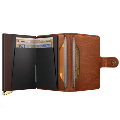 Secrid Premium+ Miniwallet Compact RFID Wallet - Emboss Lines Cognac+