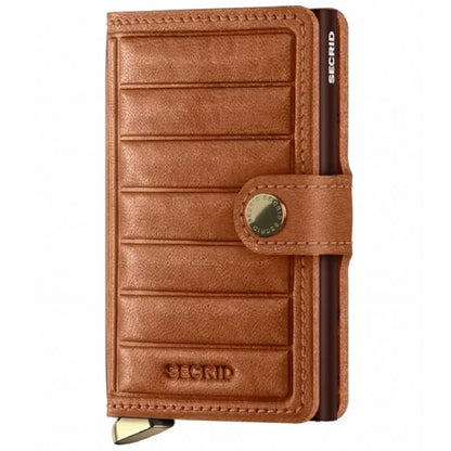 Secrid Premium Miniwallet Compact RFID Wallet - Emboss Lines Cognac