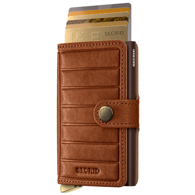 Secrid Premium+ Miniwallet Compact RFID Wallet - Emboss Lines Cognac+